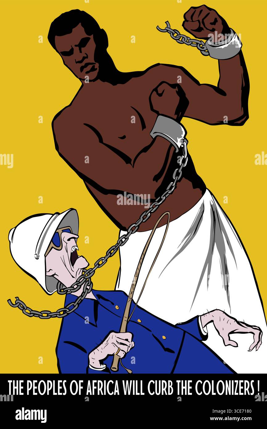 Les peuples africains freineront les colonisateurs - Refinished, anticolonial, propagande soviétique Illustration de Vecteur