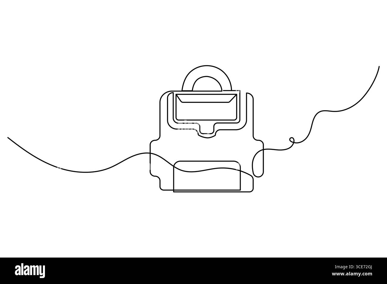 Porte-documents sac de bureau continu d'une ligne dessin de vecteur de contour. Illustration de Vecteur