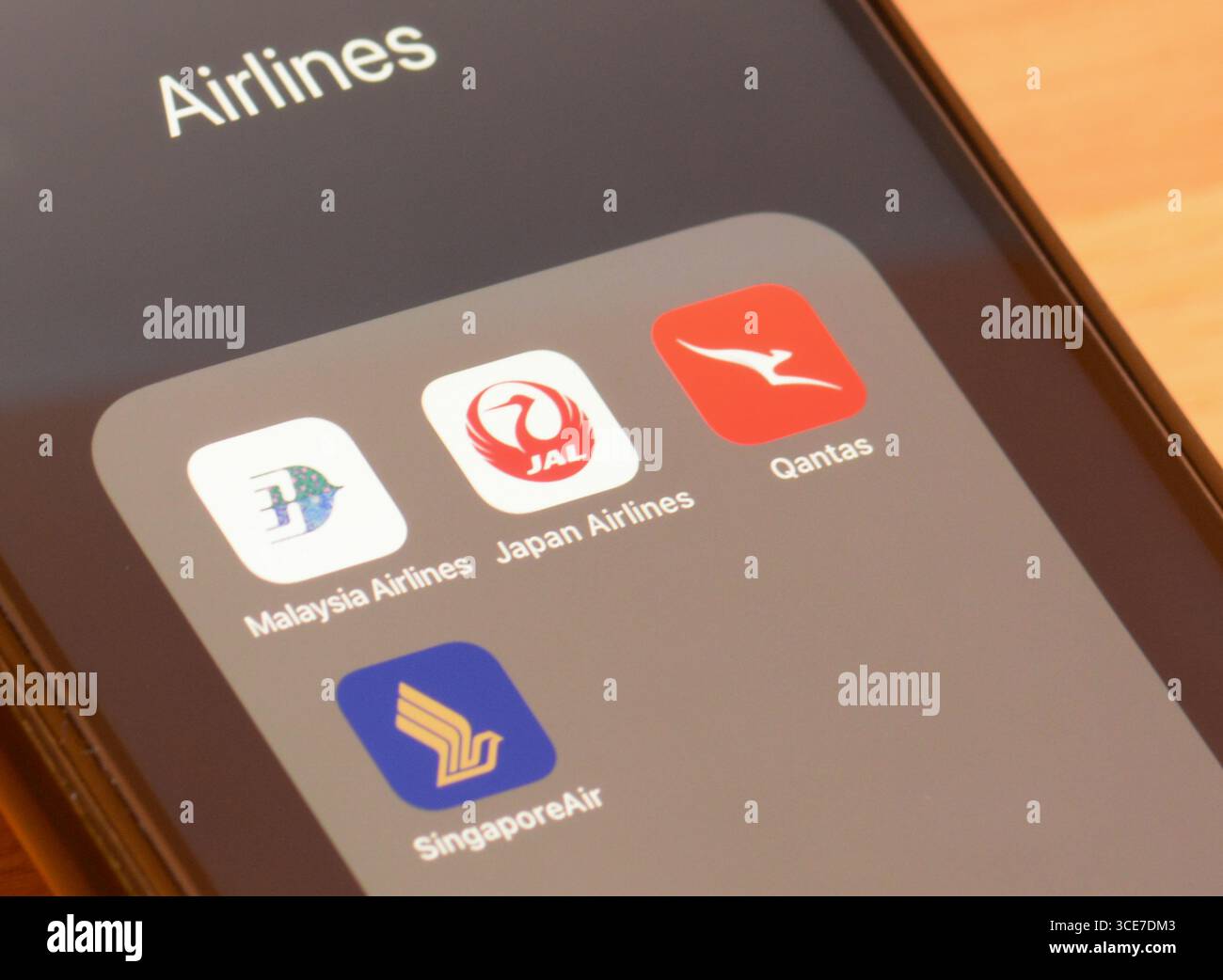 Populaires applications de compagnies aériennes asiatiques et australiennes sur l'écran asmartphone Banque D'Images