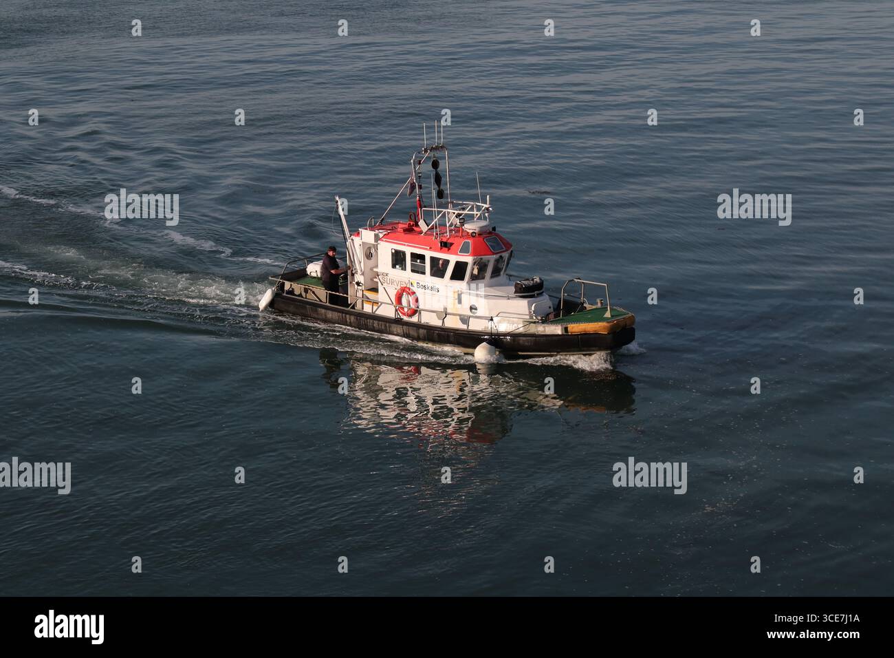 Le petit navire de levé MB PORTHOS. Exploité par Boskalis Westminster, le principal entrepreneur britannique de dragage Banque D'Images