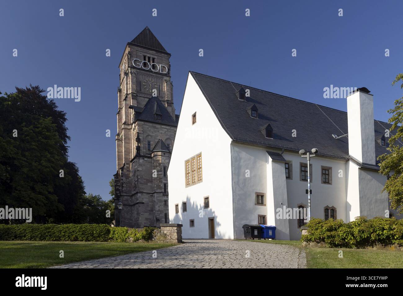 Schlosskirche, Chemnitz, Saxe, Allemagne, capitale de la culture 2025, C L'invisible, 13 août 2025 < français> Chemnitz, Saxe, capitale de la culture 2025, Banque D'Images
