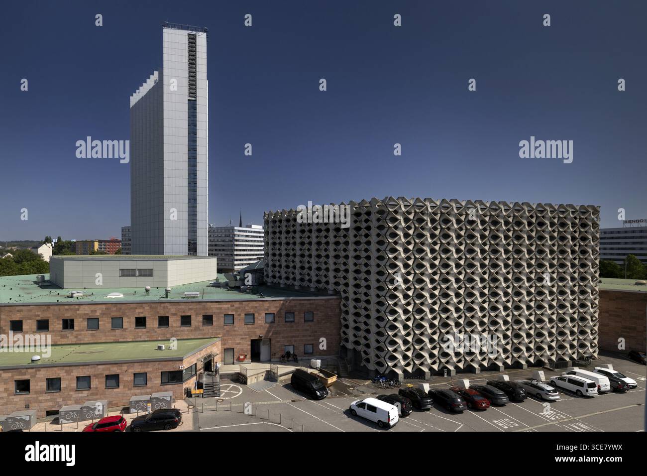Hôtel de ville avec centre de congrès et hôtel de congrès, Chemnitz, Saxe, Allemagne, capitale de la culture 2025, C L'invisible, 13.08.2025 < english> Hôtel de ville w Banque D'Images