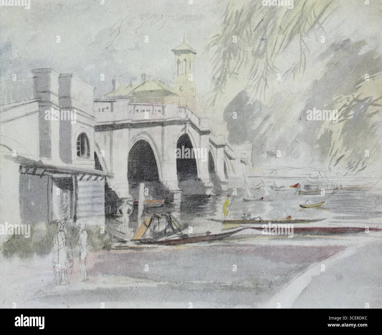 Richmond Bridge, Londres. Fin du XIXe ou début du XXe siècle. Francis Dodd (1874 - 1949) Banque D'Images