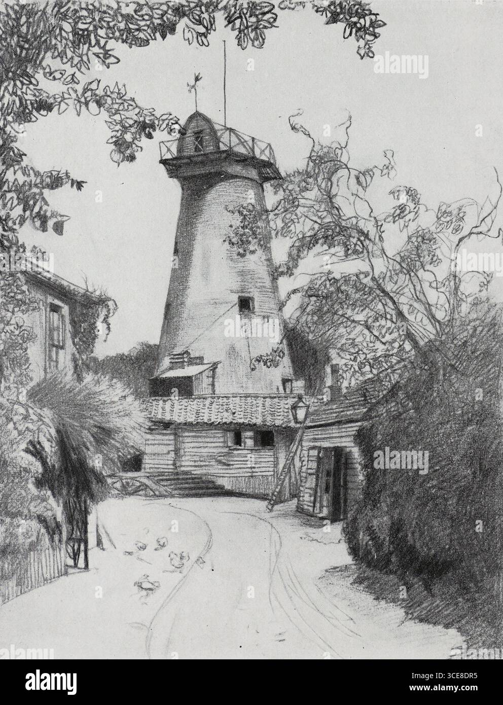Le dernier moulin à vent de Londres de Frank Lewis Emanuel (1965 - 1948). Moulin à vent de Brixton. Banque D'Images