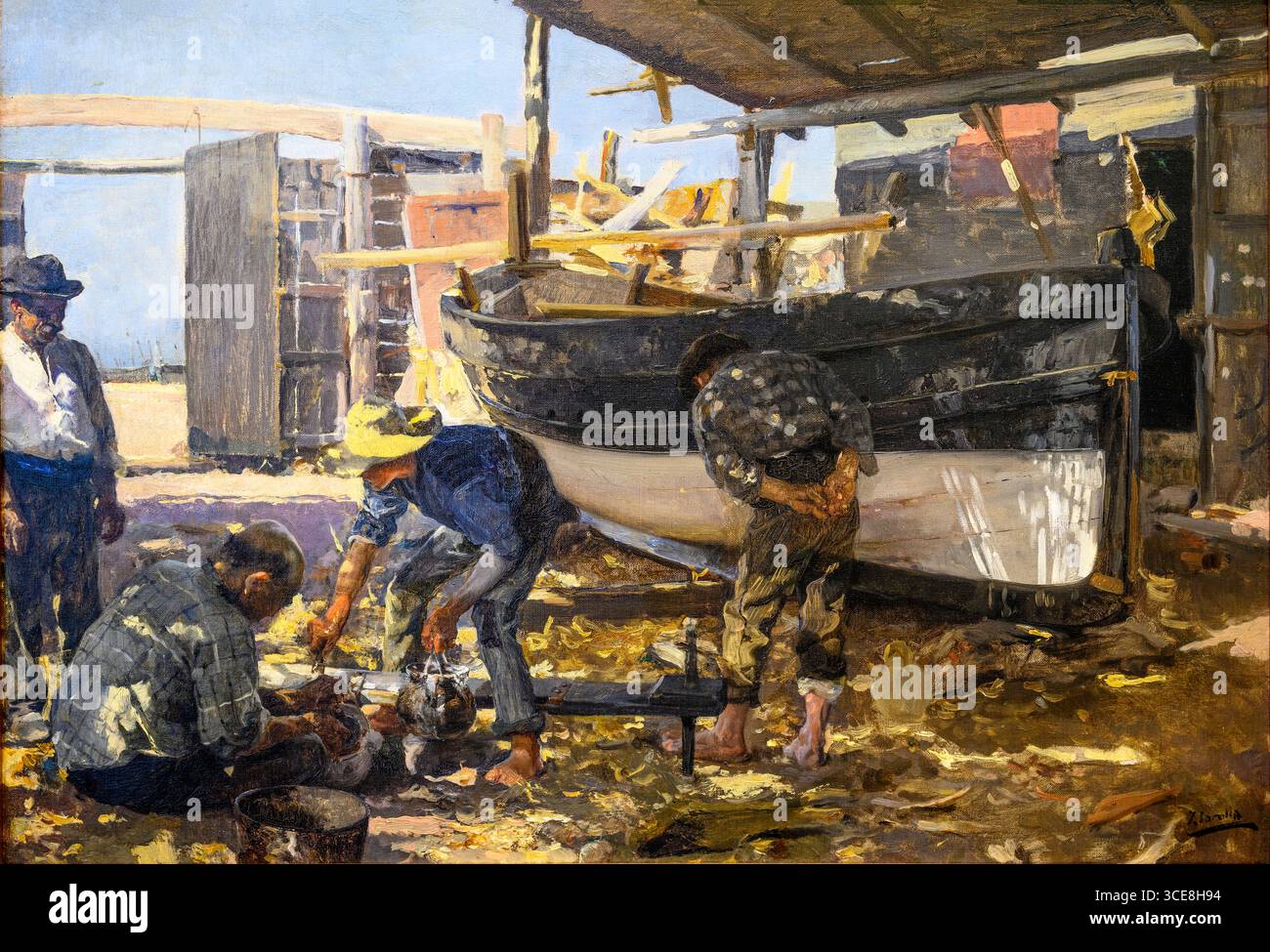 JOAQUIN SOROLLA (1863-1923) constructeurs de bateaux 1894. huile sur toile Banque D'Images