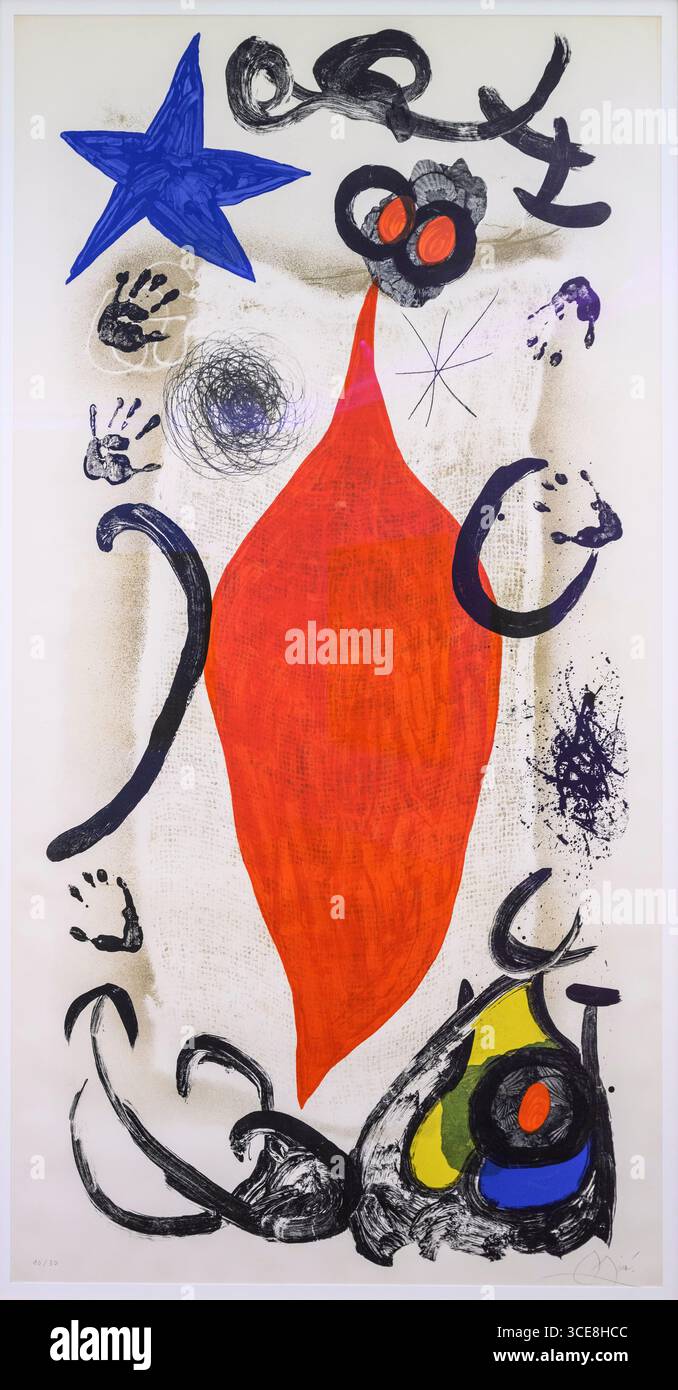 JOAN MIRO 1893 - 1983. La Grande Ecaillere (la Grand Vendedora de ostras) le grand vendeur Oyser. 1975. Lithographie sur vélum. Banque D'Images