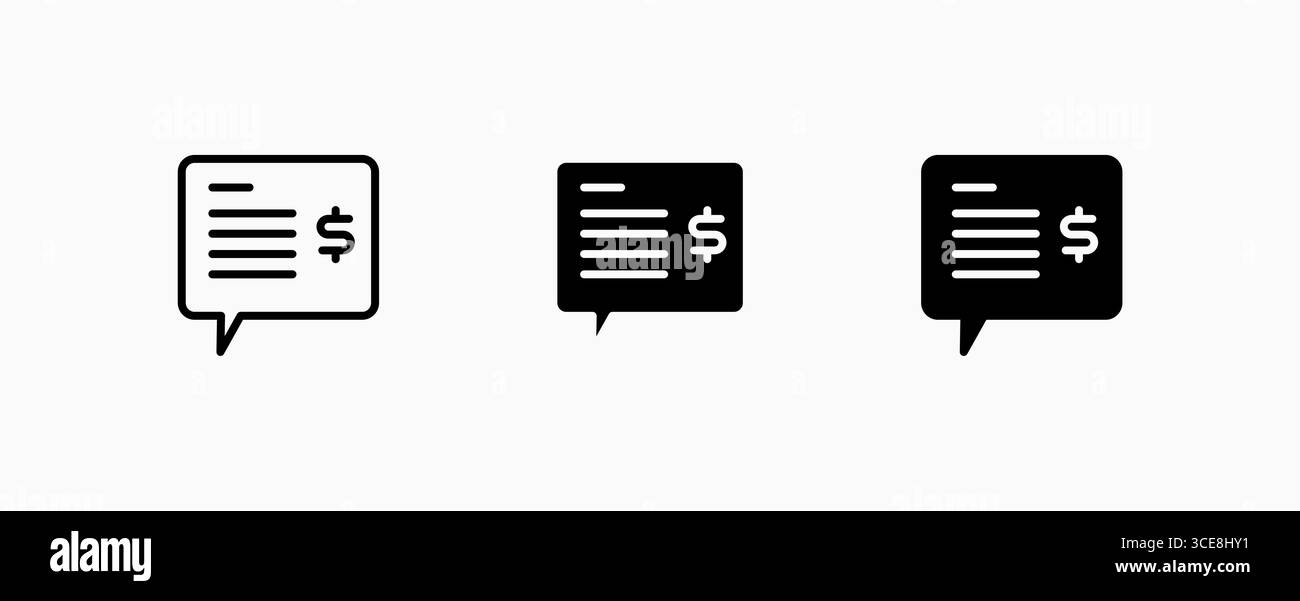 Icône Set Finance Chat consultant. Conception de concepts financiers et commerciaux. Bouton d'interface utilisateur Web et applications. Illustration de Vecteur