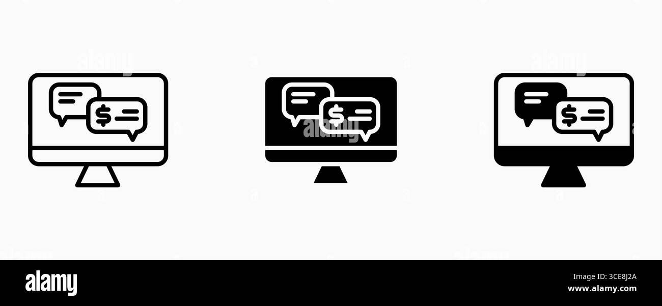 Icône Set consultant financier en ligne. Conception de concepts financiers et commerciaux. Bouton d'interface utilisateur Web et applications. Illustration de Vecteur