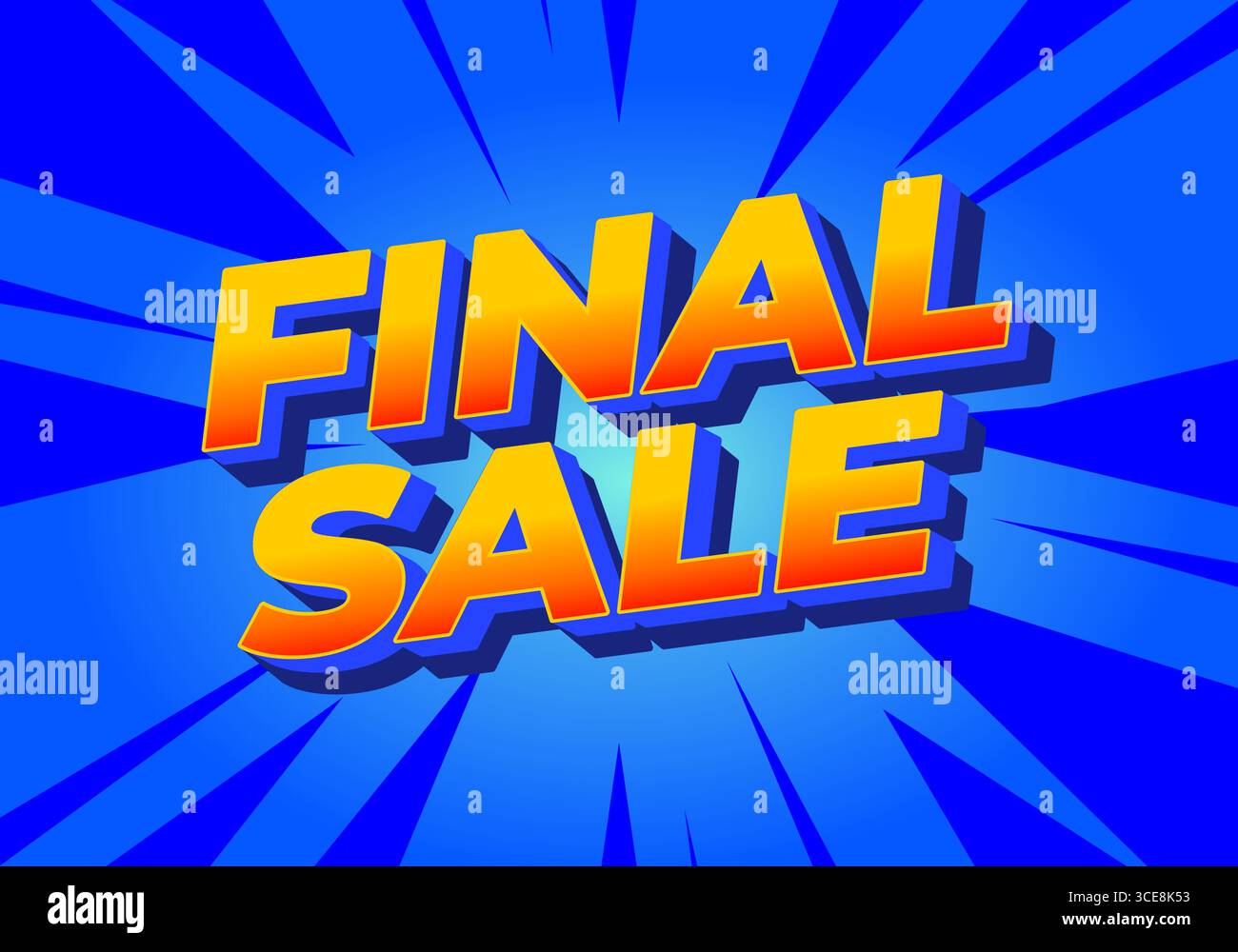 Motif promotionnel bleu vif avec texte jaune orange arrondi en gras projetant une ombre foncée Illustration de Vecteur