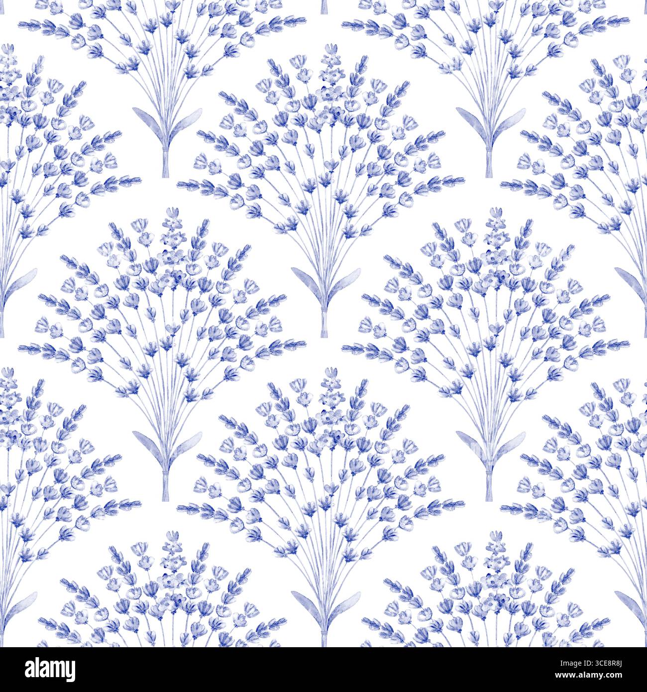 Aquarelle lavande fleurs bouquet floral motif sans couture. Aquarelle dessinée à la main fleur de lilas violet sur fond blanc. Imprimé de style rustique pour wa Banque D'Images