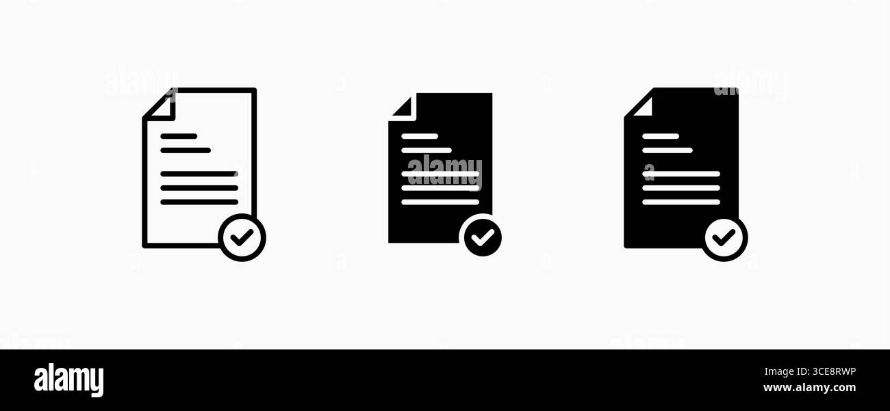 Icône définir la vérification du contrat. Conception de concepts financiers et commerciaux. Bouton d'interface utilisateur Web et applications. Illustration de Vecteur