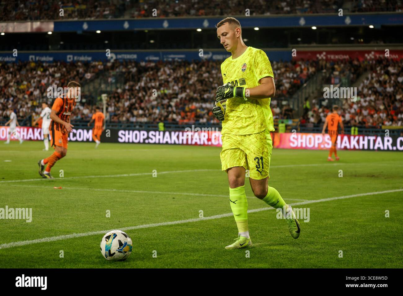 Dmytro Riznyk, gardien de but de Shakhtar vu lors du match de l'UEFA Europa League FC Shakhtar Donetsk vs FC Panathinaikos Athènes à Henryk Reyman Cracow muni Banque D'Images