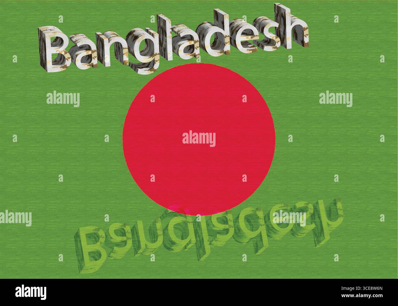 Drapeau national du Bangladesh, champ vert avec cercle rouge, symbole de l'indépendance et de la liberté Illustration de Vecteur