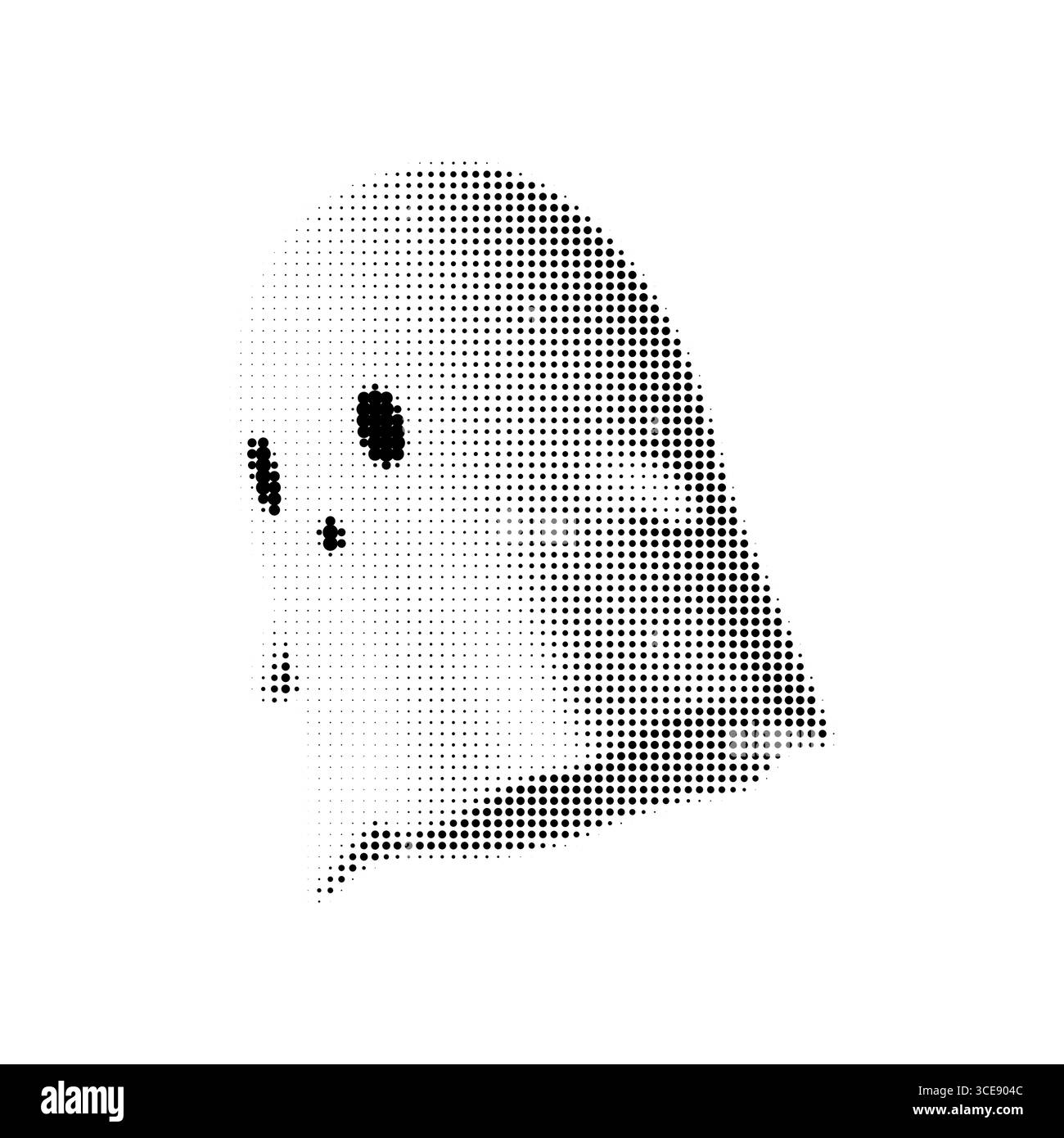 Illustration vectorielle fantôme vue de côté dans un style noir et blanc demi-ton. Caractère effrayant minimal avec visage neutre. Conception isolée d'Halloween pour Illustration de Vecteur