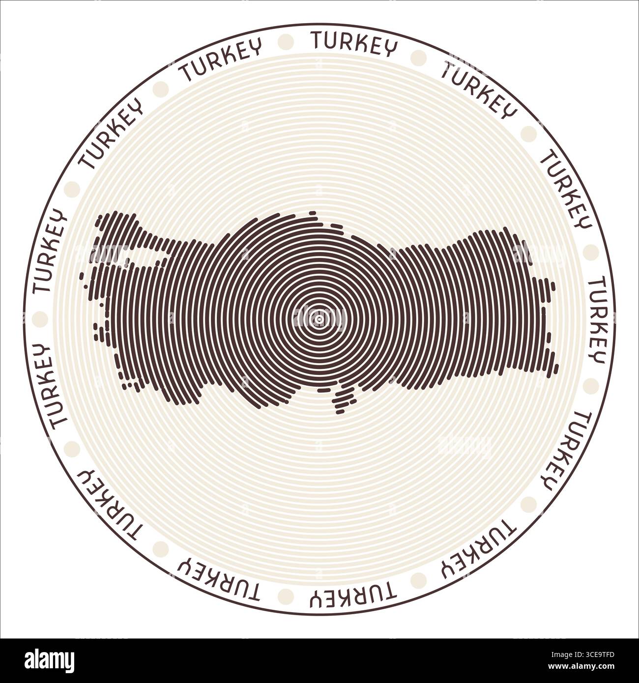 Logo rond Turquie. Construction de bagues en forme de pays. Texte Turquie dans tout le pays. Illustration vectorielle. Illustration de Vecteur