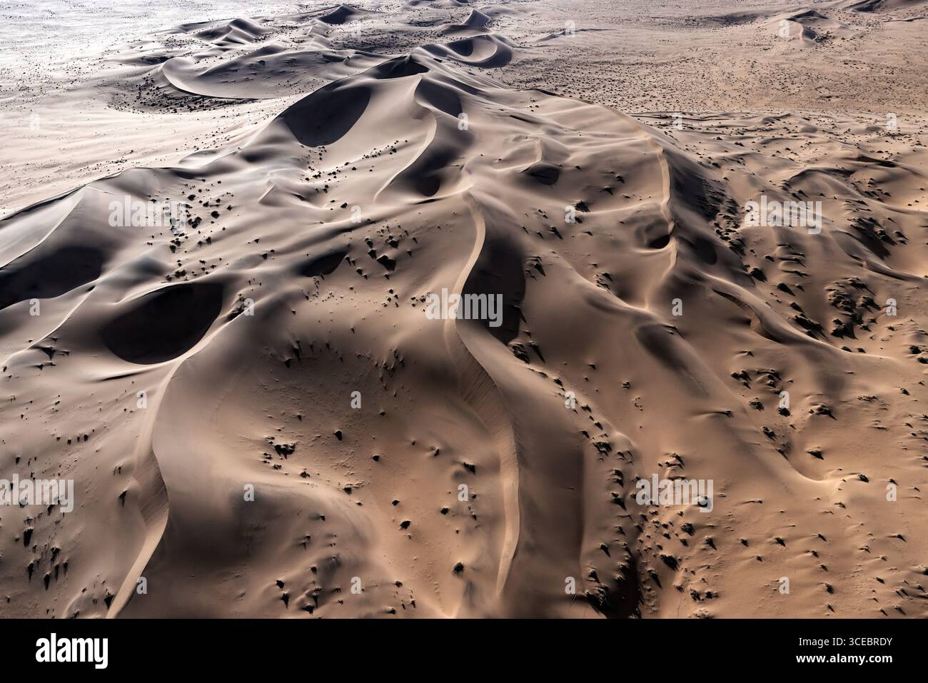 Vue aérienne d'anciennes dunes de sable dans le parc national Namib-Naukluft, Namibie, Afrique Banque D'Images