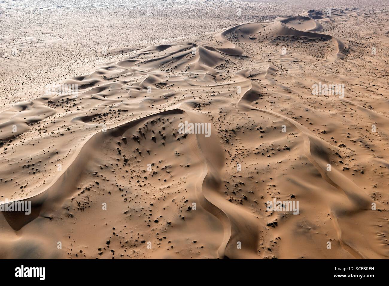 Vue aérienne d'anciennes dunes de sable dans le parc national Namib-Naukluft, Namibie, Afrique Banque D'Images