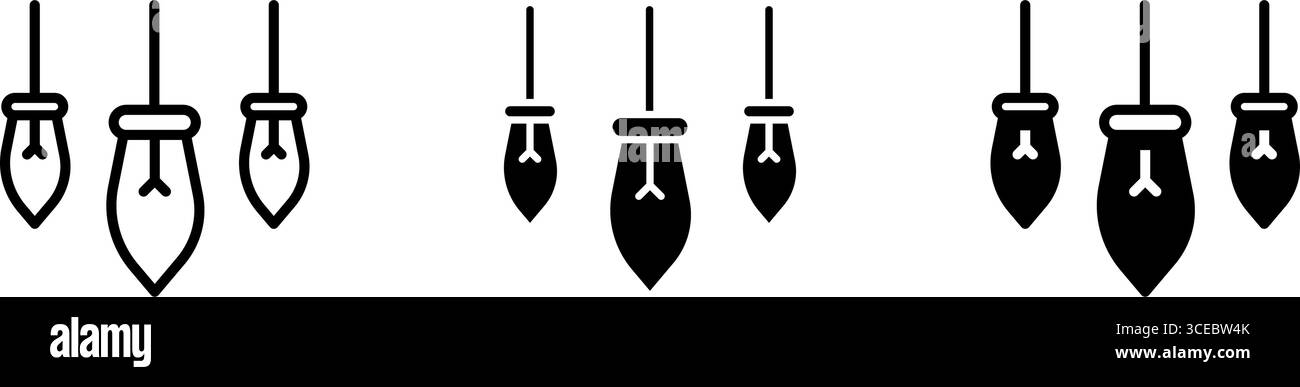 Lampe décorative Icon Set. Célébration saison hiver Noël. Icône d'ornement décoratif. Illustration de Vecteur