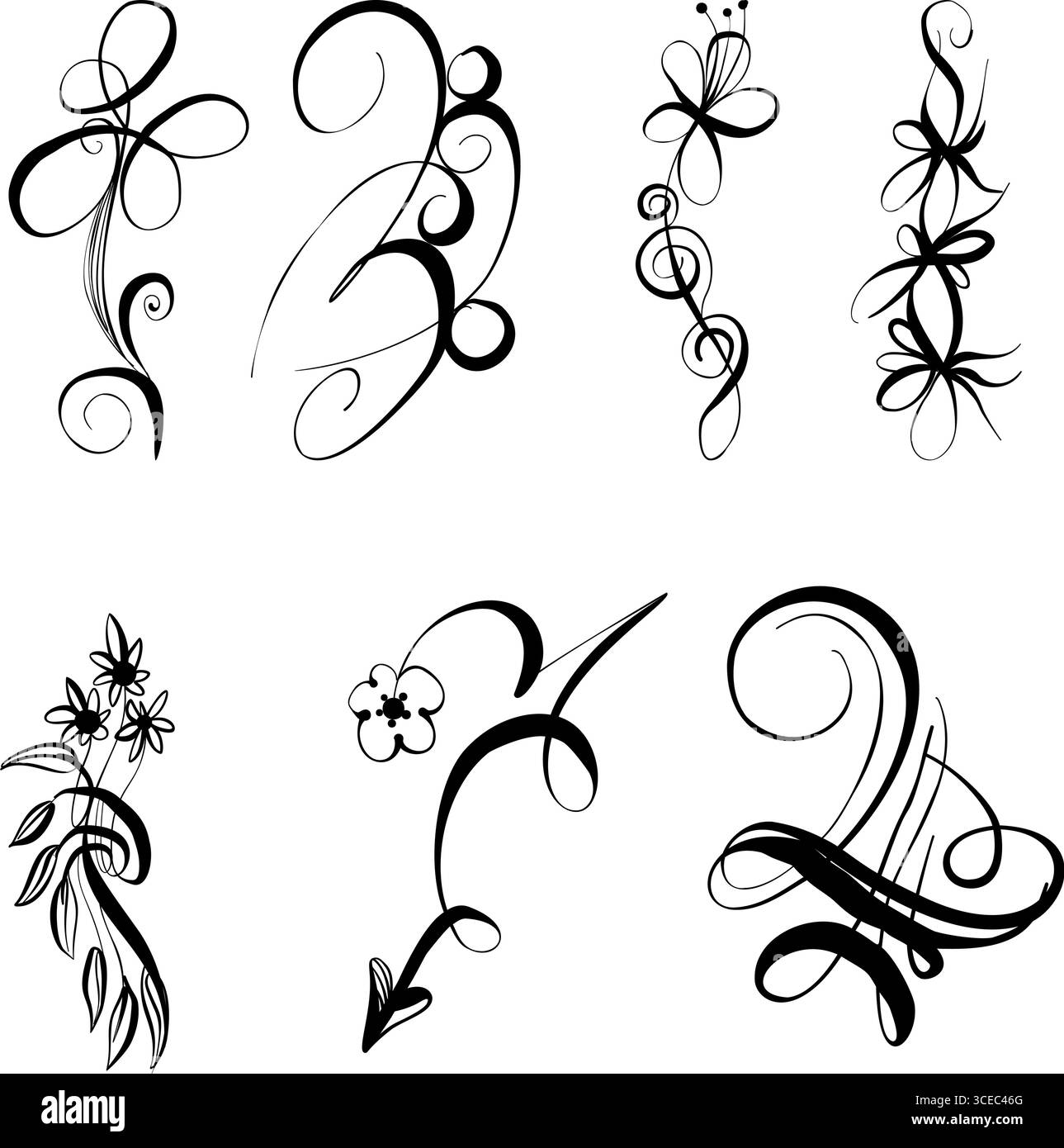 Ensemble élégant de tatouage floral : formes abstraites en mouvement, calligraphie expressive, coups de pinceau minimalistes et motifs iconographiques. Caractéristiques gracieuses Fig Illustration de Vecteur Ensemble élégant de tatouage floral : formes abstraites en mouvement, calligraphie expressive, coups de pinceau minimalistes et motifs iconographiques. Caractéristiques gracieuses Fig Illustration de Vecteur