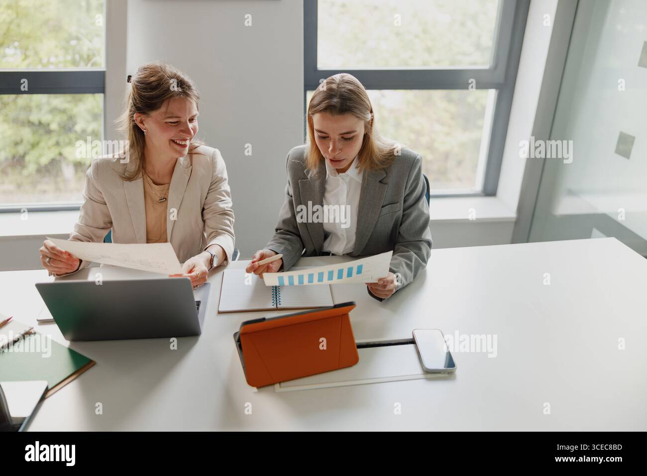 Collaboration professionnelle dans un environnement de bureau moderne pour une dynamique d'équipe et une réussite accrues Banque D'Images