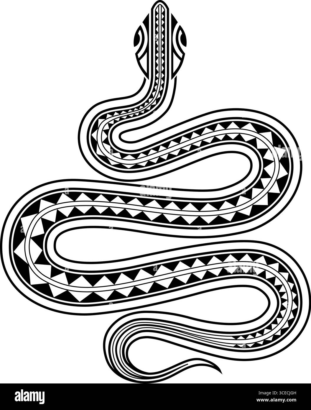 Esquisse de tatouage de serpent style maori Illustration de Vecteur
