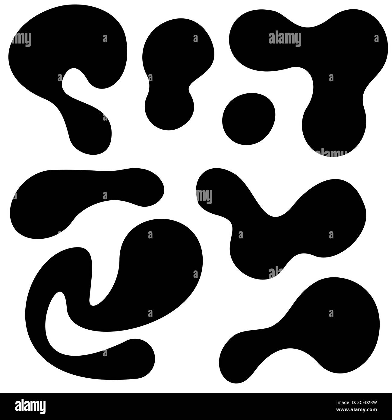 Ensemble de formes géométriques abstraites. Vecteur. Substance liquide sous forme fluide. Bulles et gouttes ondulées dans le style tendance de l'an 2000. Illustration de Vecteur