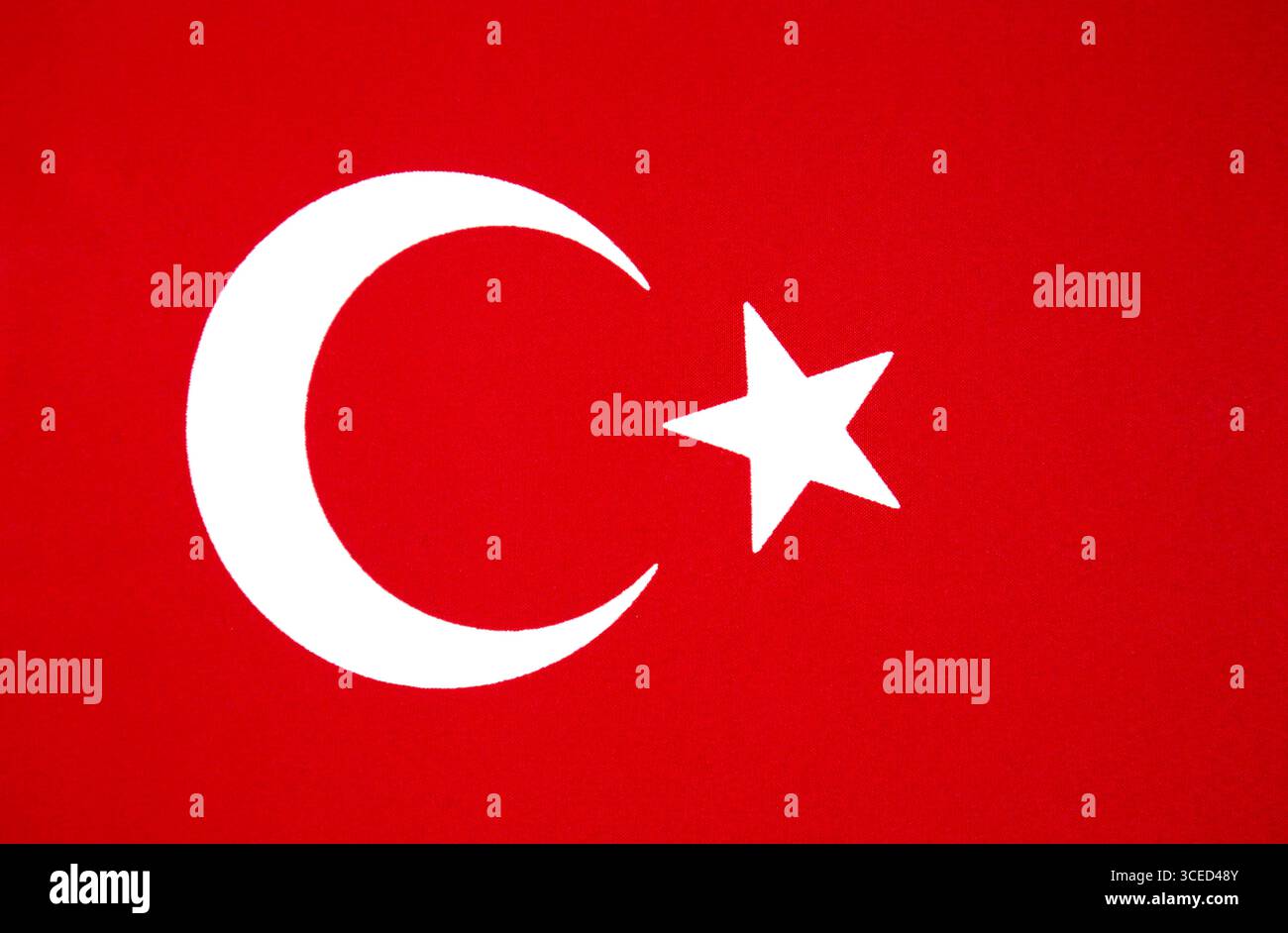 Tissu drapeau officiel de la République de Türkiye,disposition à plat Banque D'Images