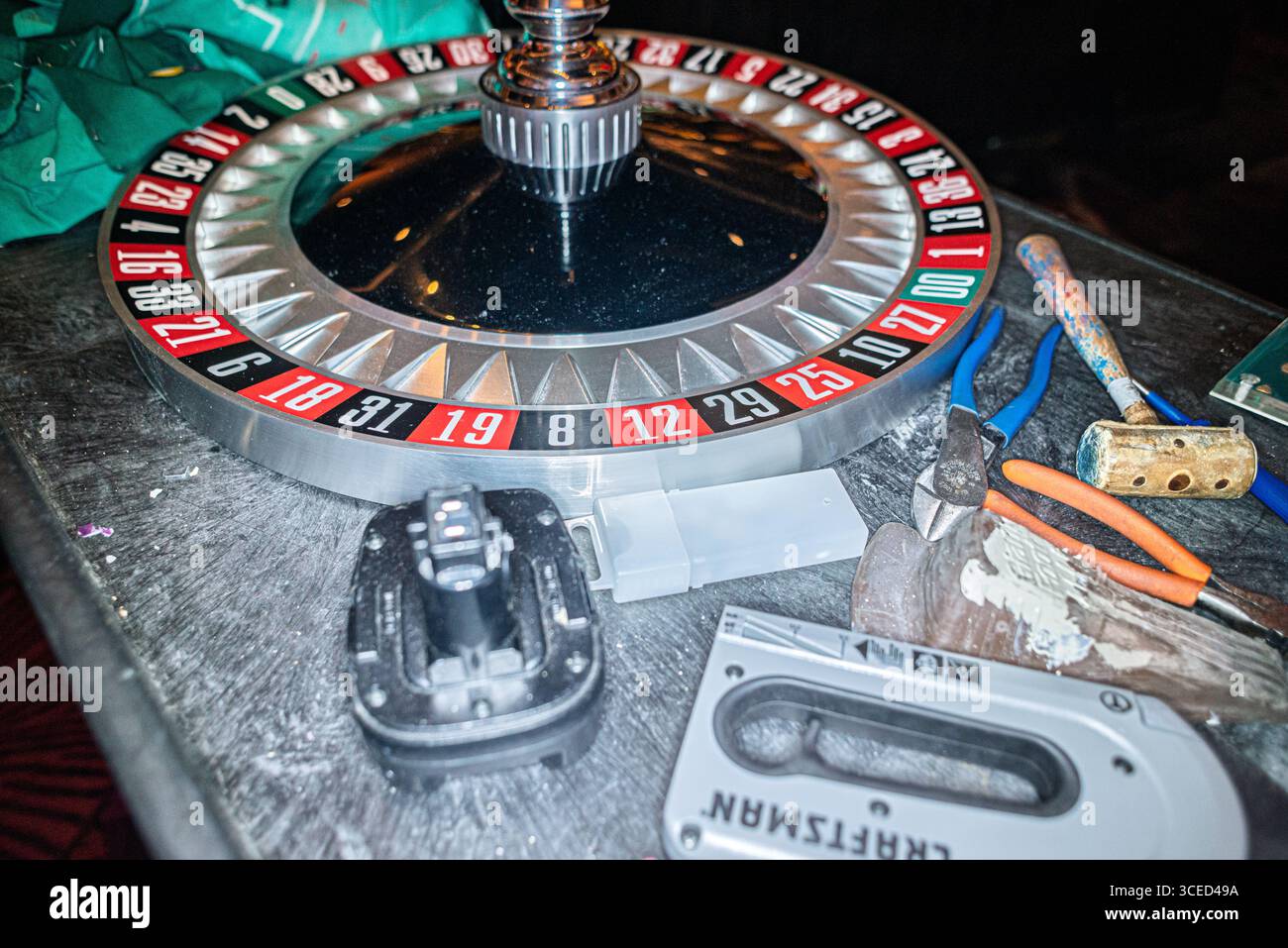 La roue de roulette du Casino est en cours d'entretien, Las Vegas Banque D'Images