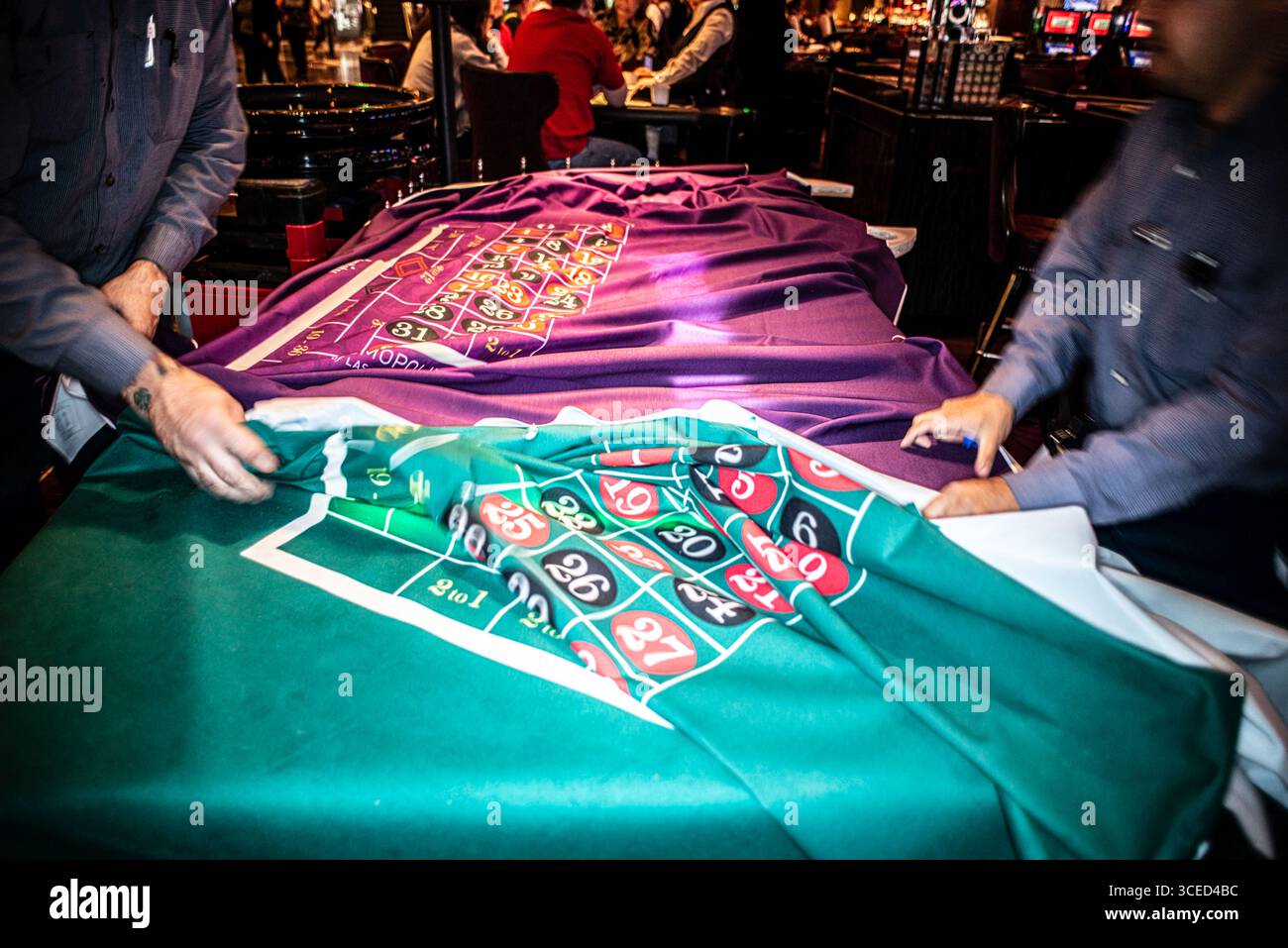 Changer un tissu de mise en page de roulette, Las Vegas Banque D'Images