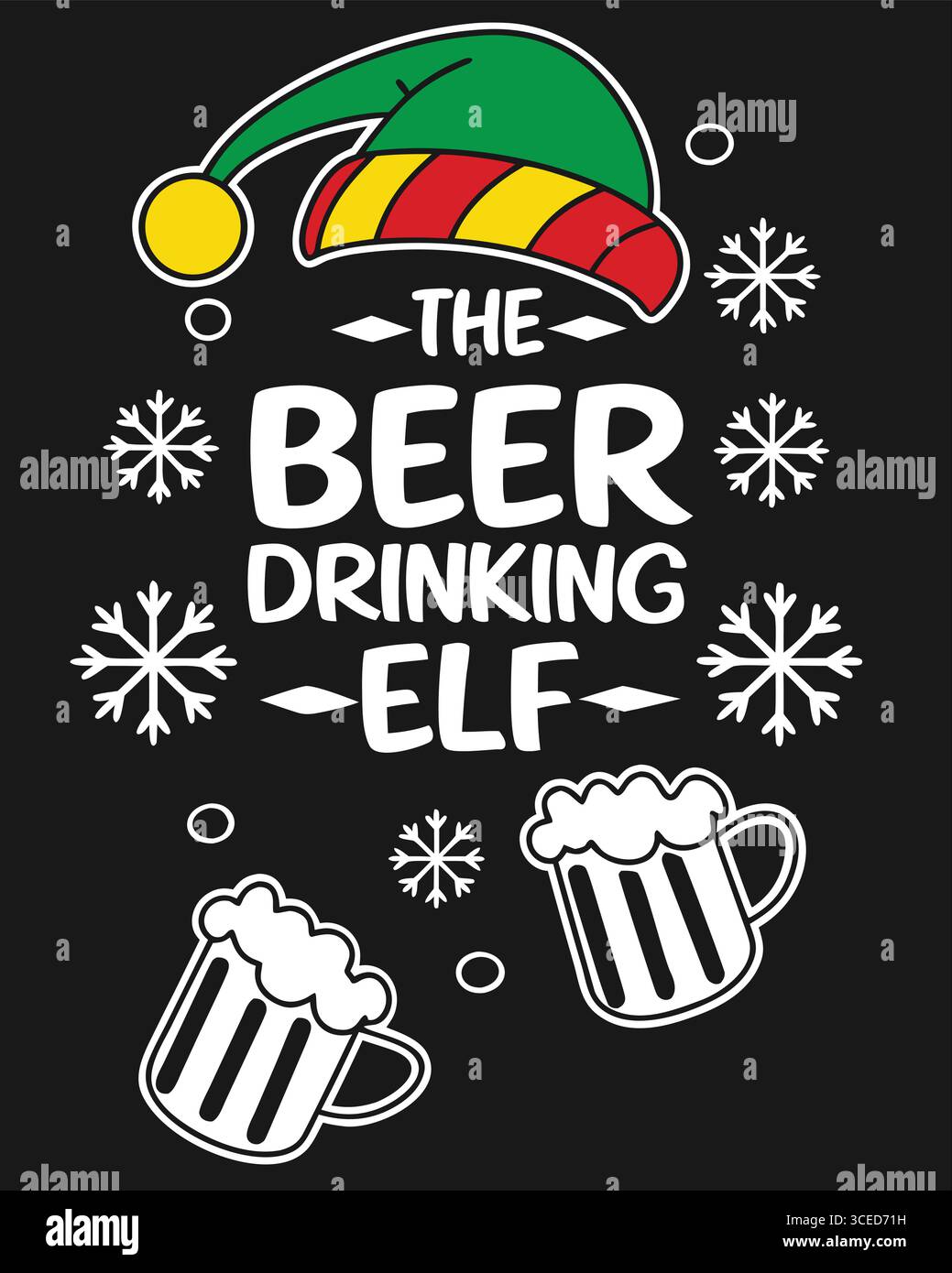 Chemise de fête de Noël amusante de bière buvant Elf Illustration de Vecteur