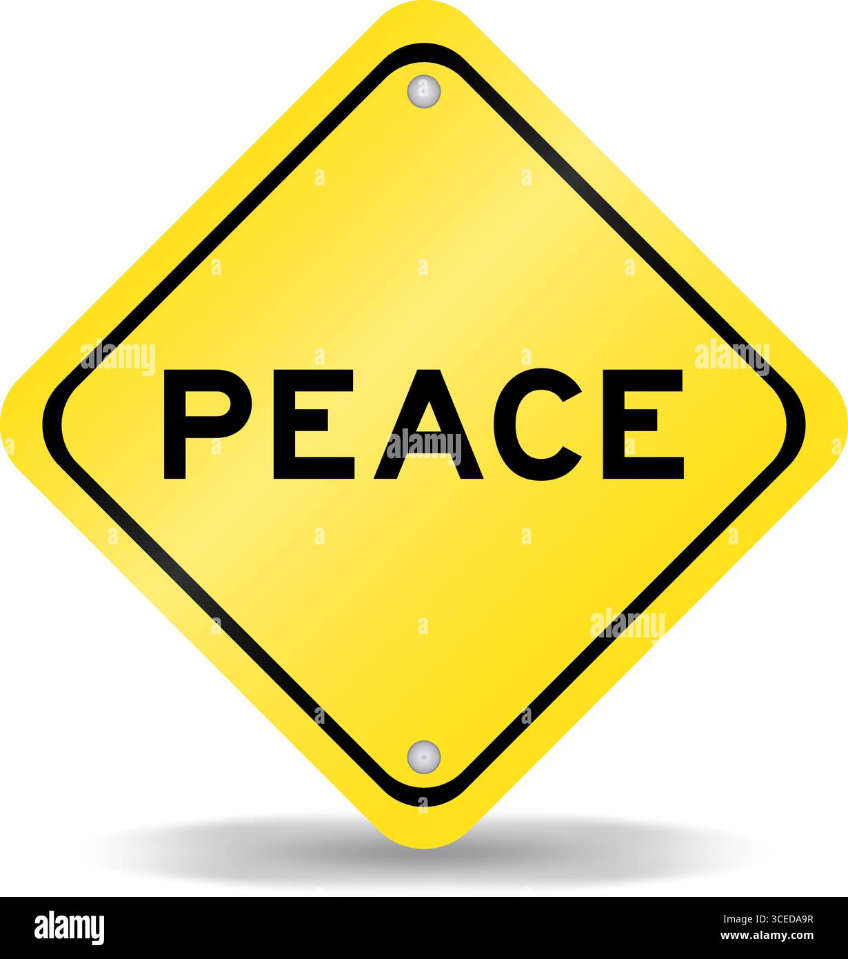 Signe de transport de couleur jaune avec le mot Peace sur fond blanc Illustration de Vecteur