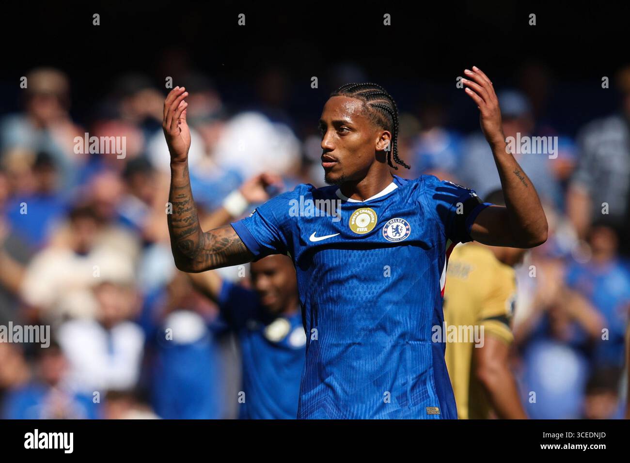 LONDRES, Royaume-Uni - 17 août 2025 : Joao Pedro de Chelsea réagit lors du match de premier League entre Chelsea FC et Crystal Palace FC à Stamford Bridge (crédit : Craig Mercer/ Alamy Live News) Banque D'Images LONDRES, Royaume-Uni - 17 août 2025 : Joao Pedro de Chelsea réagit lors du match de premier League entre Chelsea FC et Crystal Palace FC à Stamford Bridge (crédit : Craig Mercer/ Alamy Live News) Banque D'Images