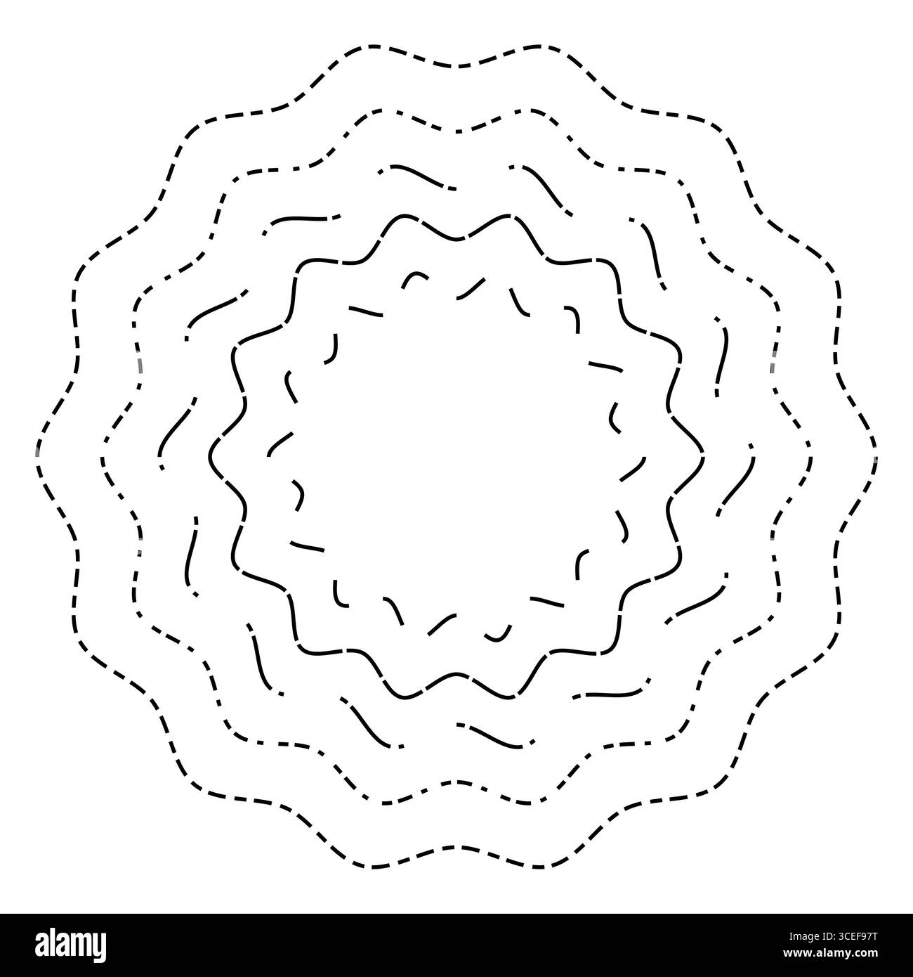 Ligne pointillée ondulée. Forme abstraite ronde. Illustration de cadre vectoriel. Elément décoratif dynamique. Illustration de Vecteur