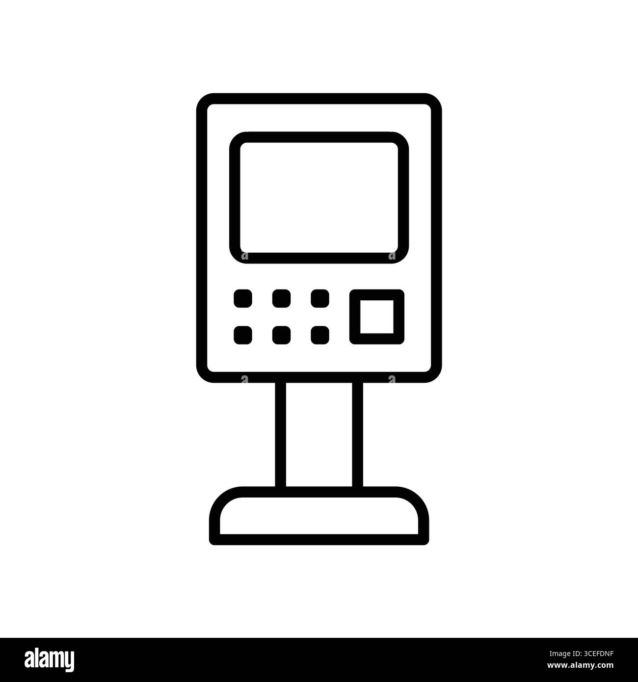 Cette image présente un design minimaliste d'une borne de paiement installée dans un espace public. Le kiosque met l'accent sur la technologie moderne dans les transactions sans numéraire. Illustration de Vecteur