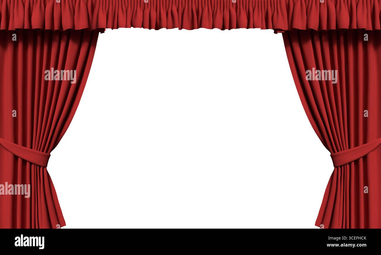 rouge orange rose couleur rideau velours théâtre rouge rideau textile opera blanc fond isolé objet rideau velours rouge cinéma présent prix film s Banque D'Images
