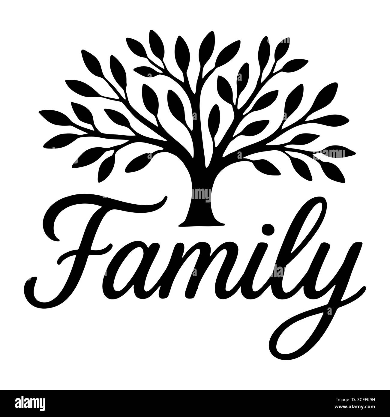 Silhouette d'arbre généalogique élégant script Illustration de Vecteur Silhouette d'arbre généalogique élégant script Illustration de Vecteur