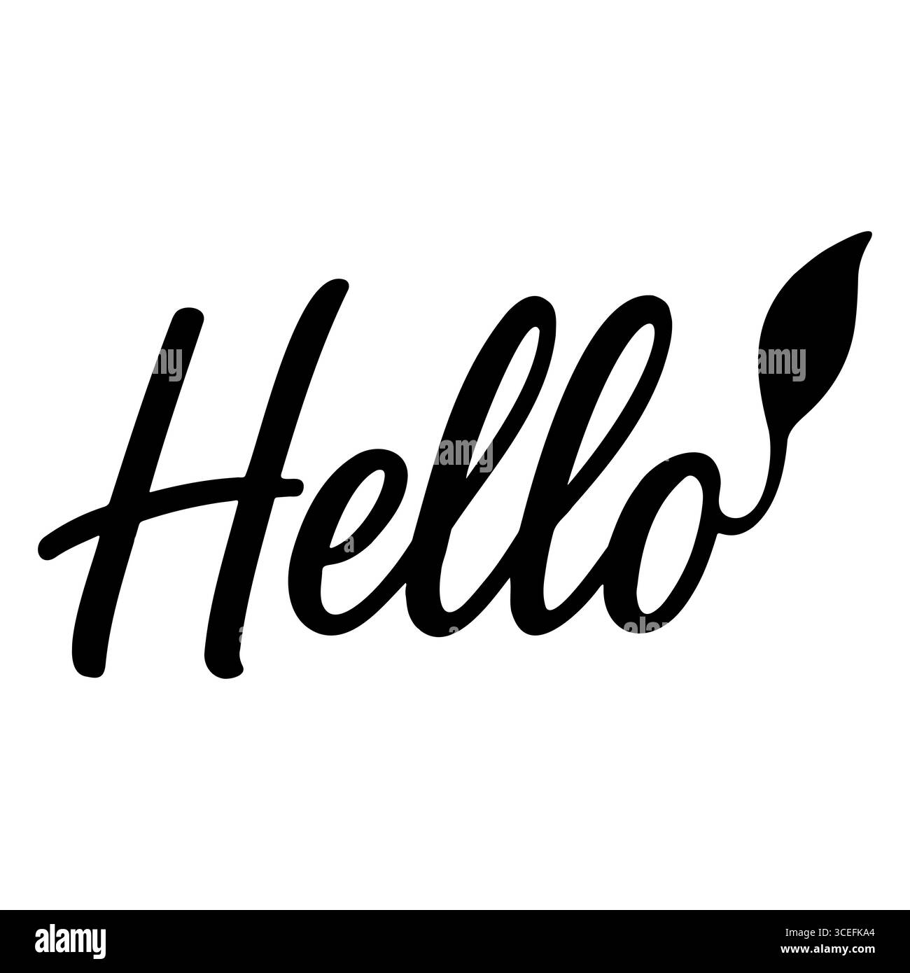Hello Leaf script silhouette moderne Illustration de Vecteur
