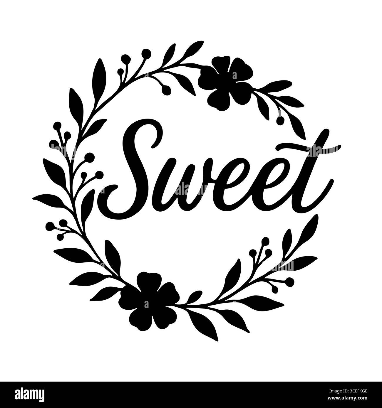 Couronne fleurie douce silhouette script cercle botanique Illustration de Vecteur Couronne fleurie douce silhouette script cercle botanique Illustration de Vecteur
