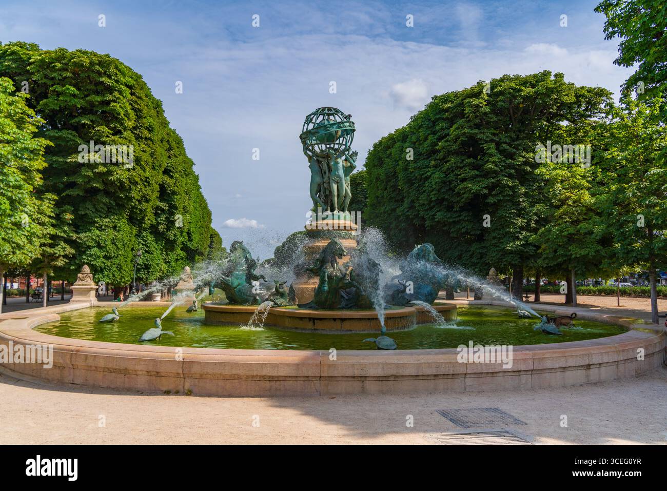 Fontaine des quatre-Parties-du-monde, fontaine monumentale du jardin Marco Polo à Paris Banque D'Images