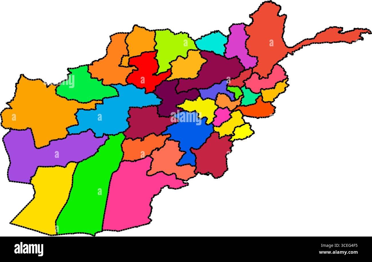 Afghanistan carte couleur détaillée – régions politiques et administratives à haute résolution pour la cartographie et l'infographie Illustration de Vecteur