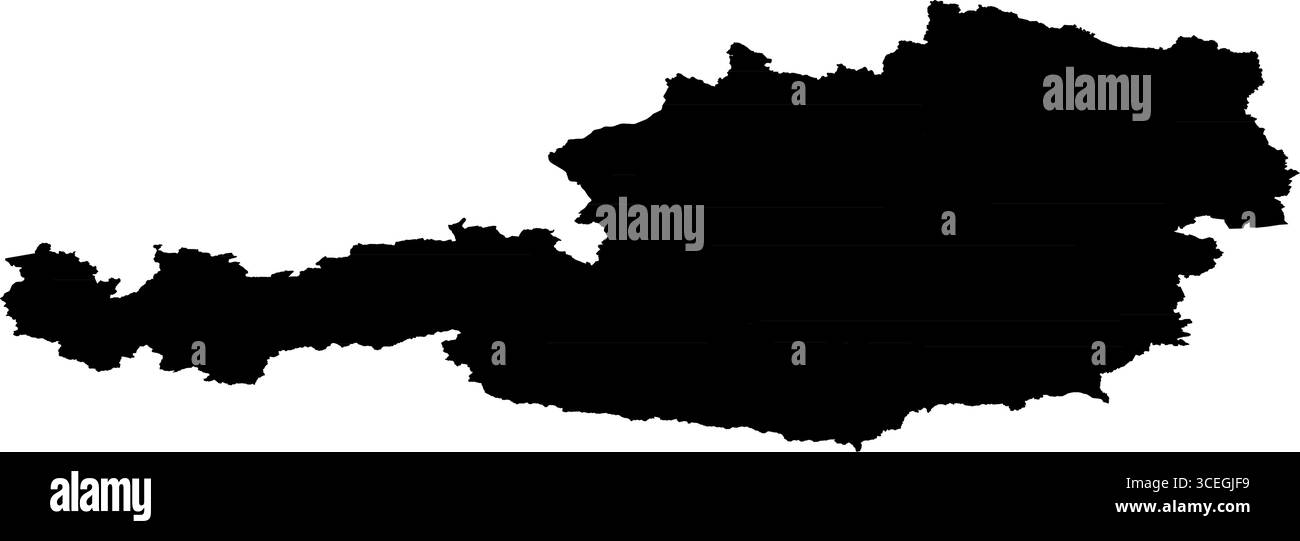Austria Country Map Black Edition – illustration vectorielle minimaliste pour les projets d'art mural, d'éducation et de design numérique Illustration de Vecteur