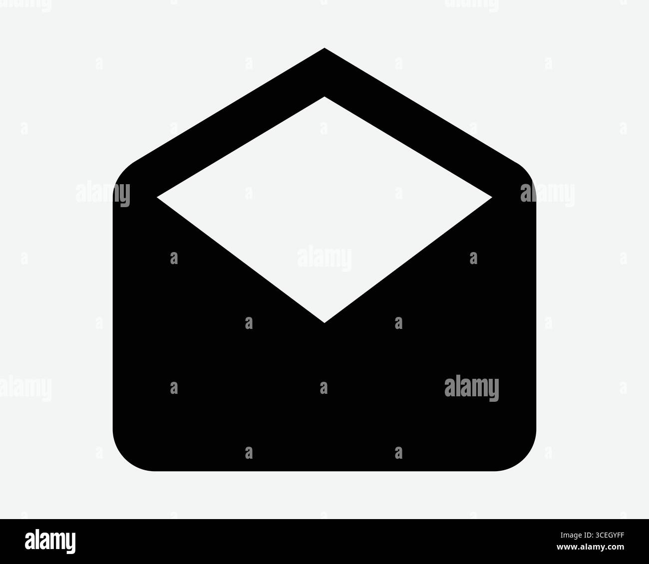 Enveloppe mail icône lettre ouverte courrier électronique correspondance postale communication postale symbole lettre d'information Envoyer recevoir image graphique noire Illustration de Vecteur