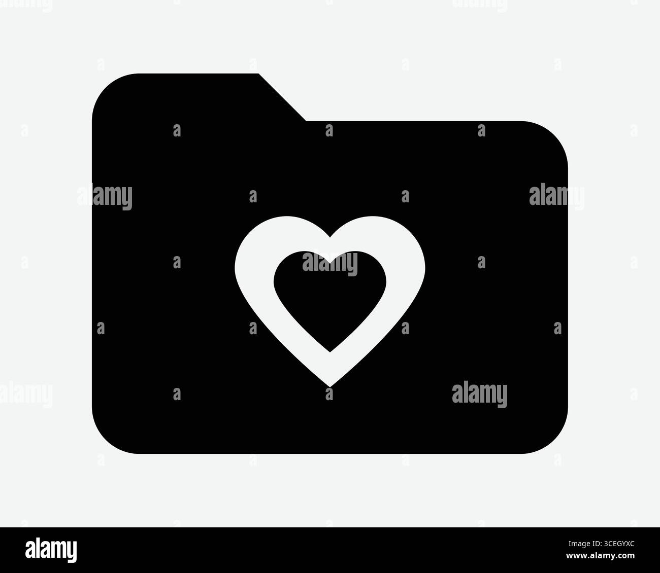 Icône de dossier favori Heart Shape Computer document File Love Archive Web site Web stockage Romance Romantic Lover Valentine Sign symbole illustration Illustration de Vecteur