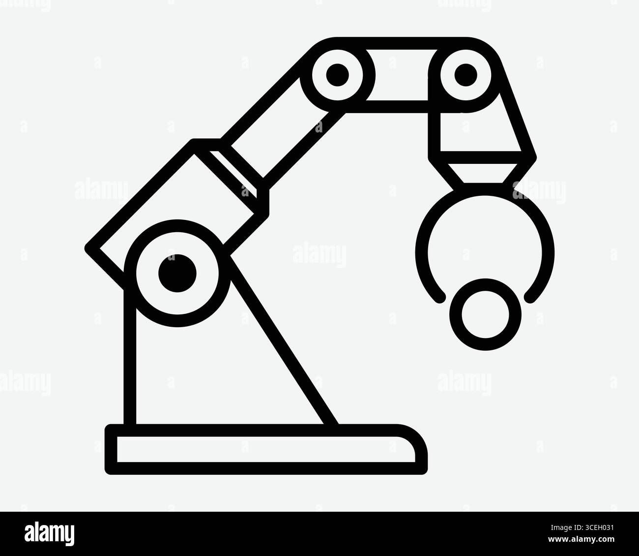 Icône de bras robotique usine automatisation de la fabrication Grab Machinery ai AR Tech technologie robotique ingénierie assemblage usine symbole graphique Illustration de Vecteur