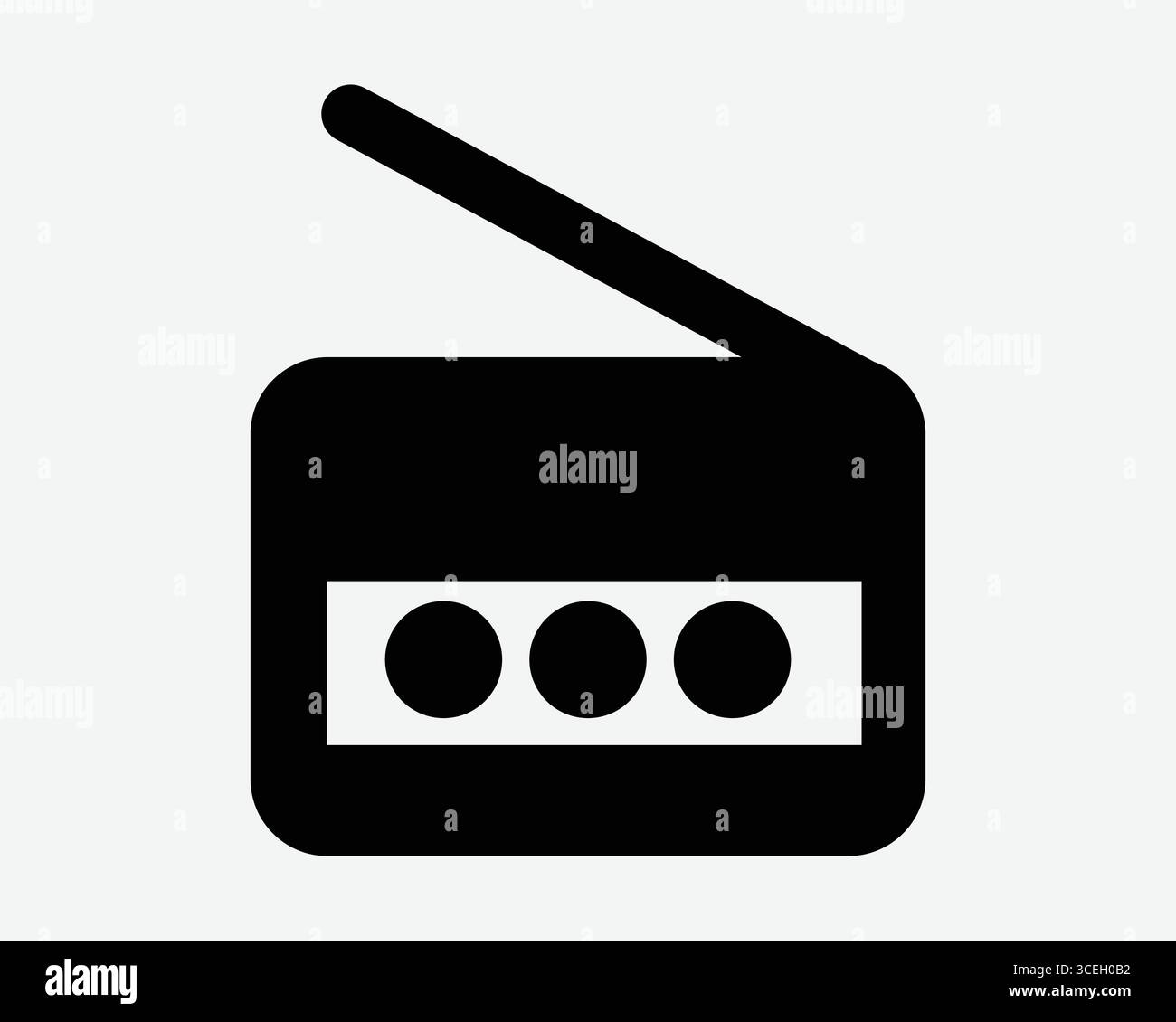 Icône de lecteur radio antenne Old Vintage Broadcast message musique Classics Station portable Classic Knob Tuner Haut-parleur illustration graphique Noir Blanc Illustration de Vecteur