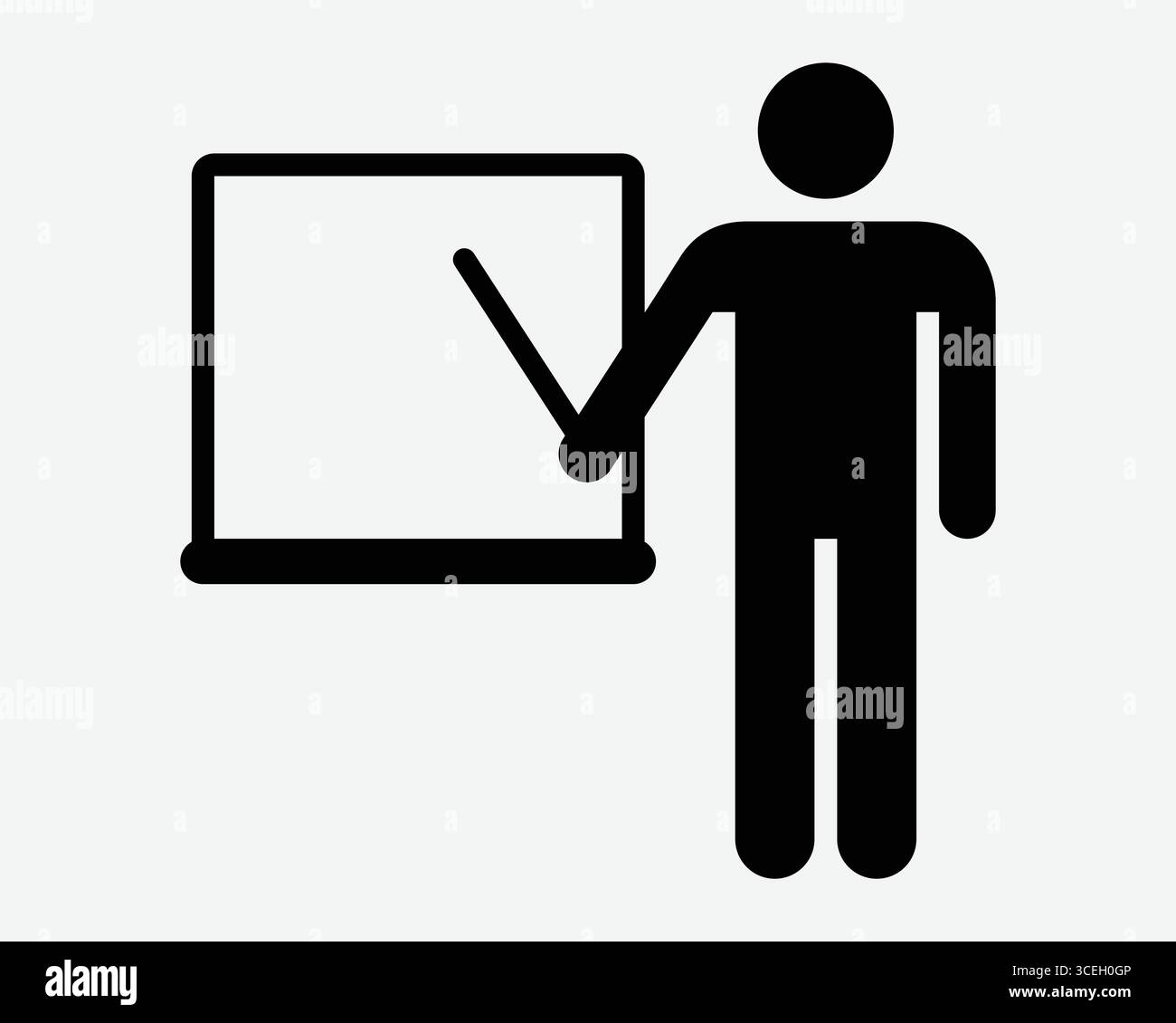 Icône de présentation homme Conférence enseignant enseignant Business Show Guide Teach point Pointing Séminaire Professeur formation éducation signe symbole Illustration de Vecteur