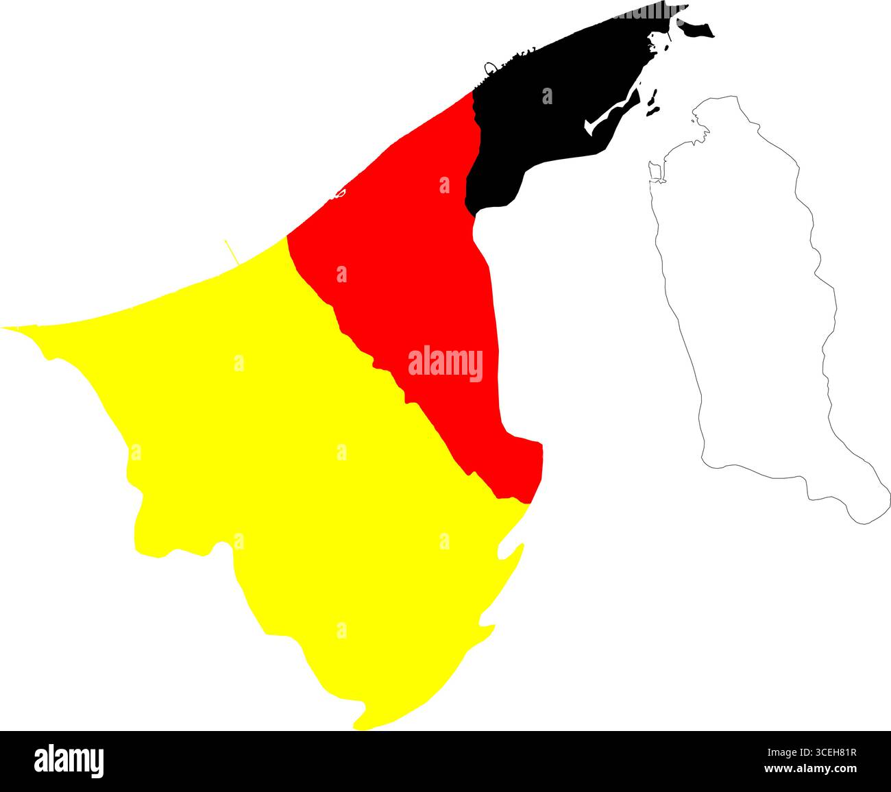Carte colorée du pays du Brunei – conception vectorielle moderne pour les impressions numériques, la décoration intérieure et le matériel d'apprentissage de la géographie Illustration de Vecteur