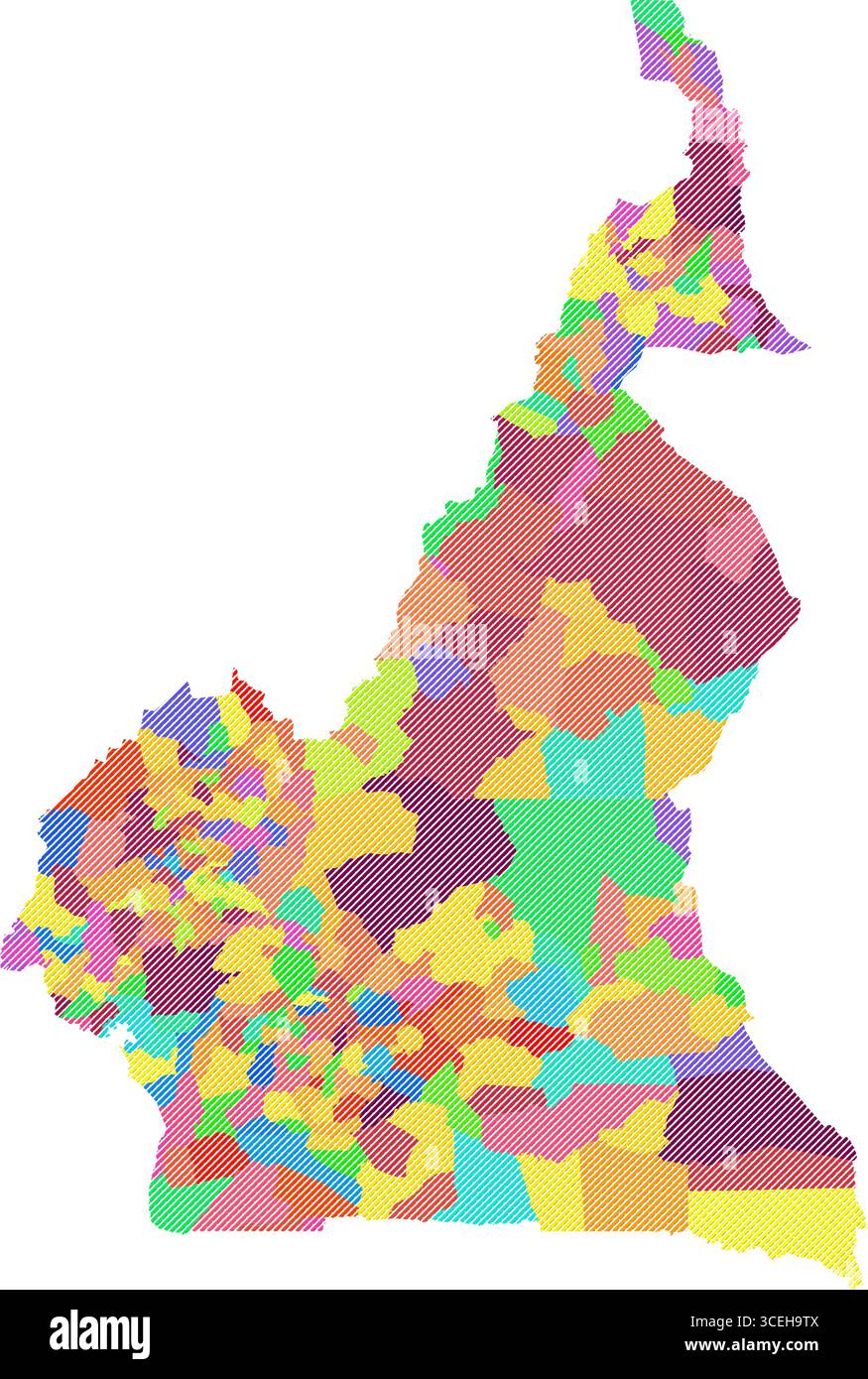Illustration cartographique ombragée du Cameroun – cartographie vectorielle réaliste pour affiches, présentations et projets éducatifs Illustration de Vecteur