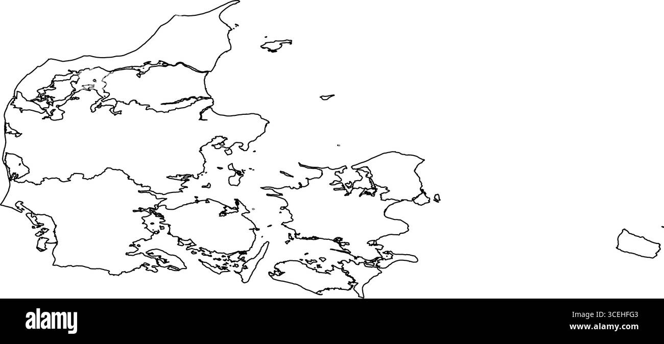 Denmark Map White Edition – Plan imprimable propre pour les affiches, les ressources géographiques et les illustrations de cartographie moderne Illustration de Vecteur