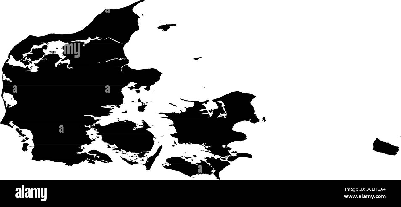 Denmark Country Map Black Edition – illustration vectorielle minimaliste pour les projets d'art mural, d'éducation et de design numérique Illustration de Vecteur